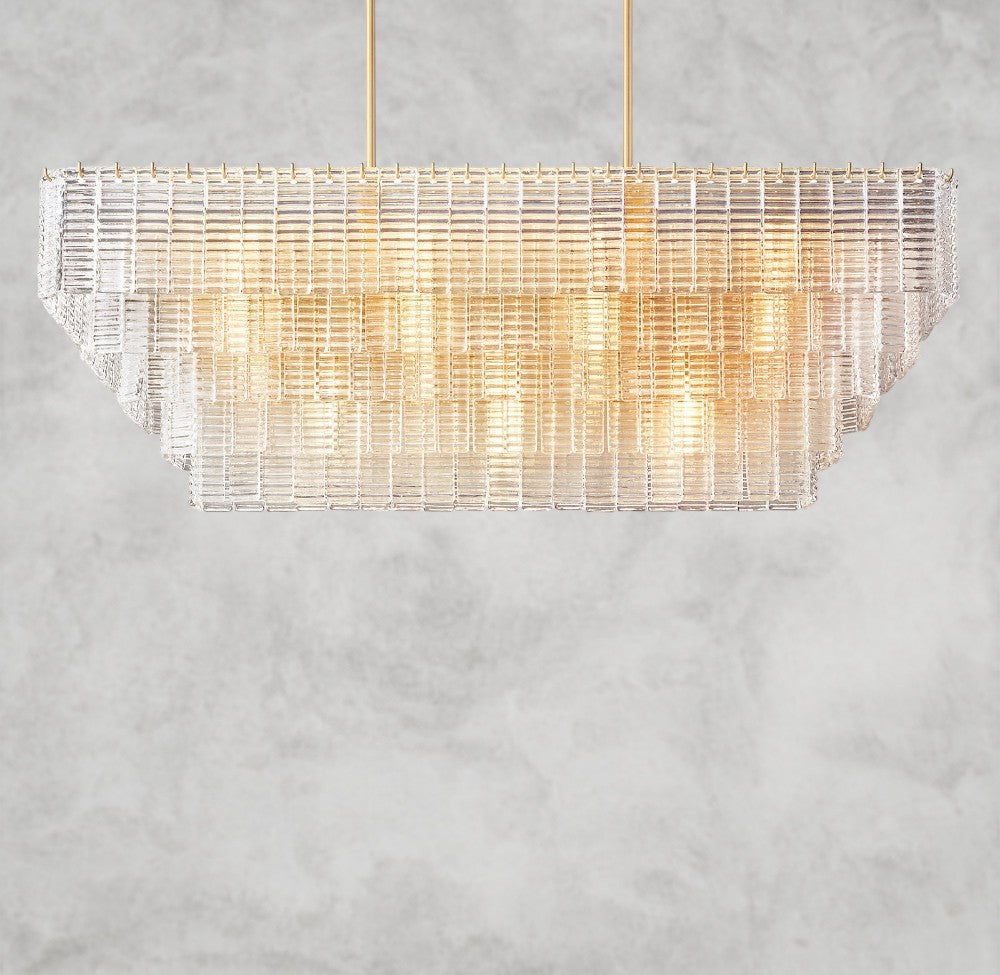 Sirene Clear Glass Rectangular Chandelier 59"