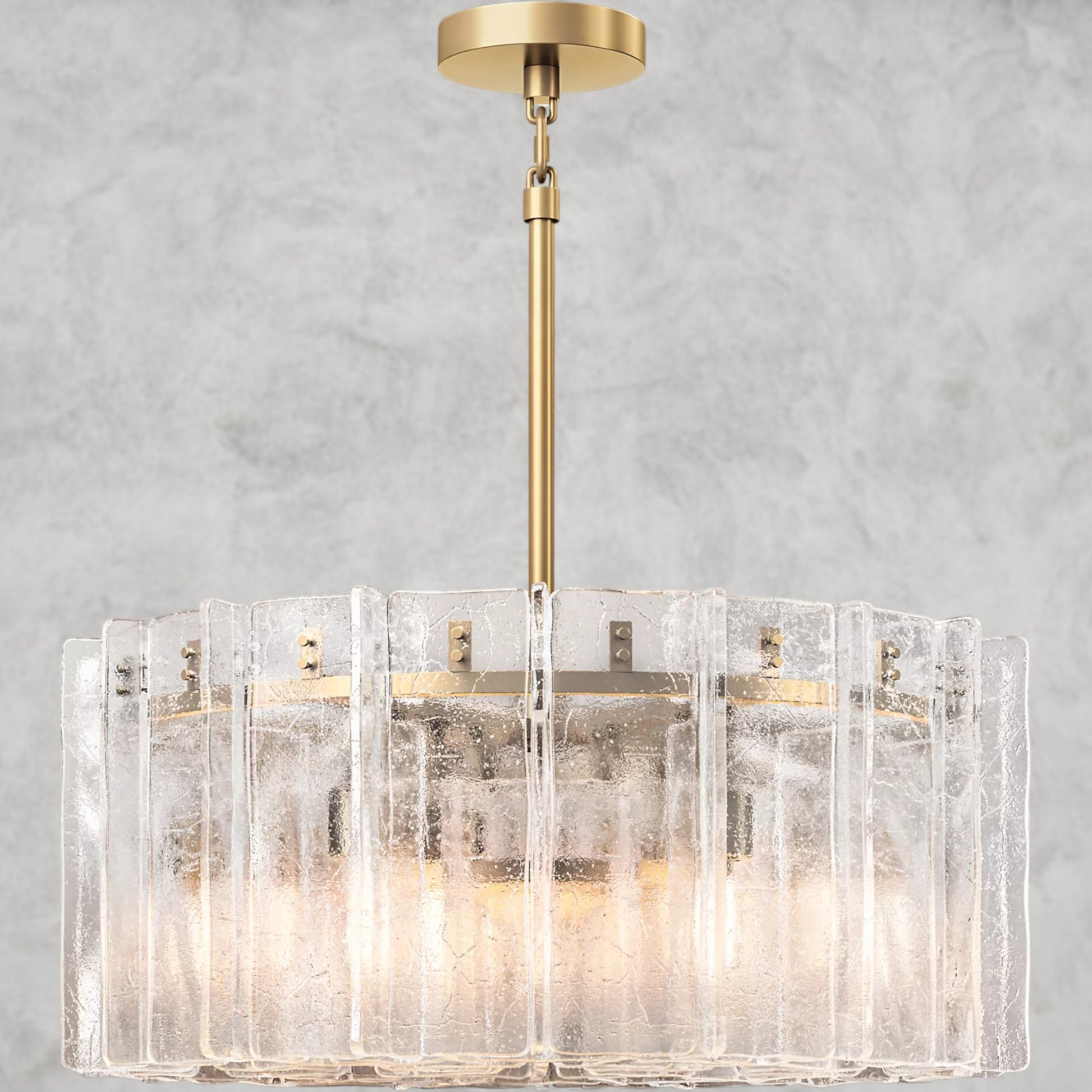 Lattice Clear Glass Round Chandelier 37", 48"