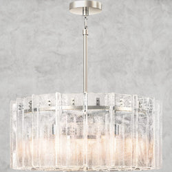 Lattice Clear Glass Round Chandelier 37", 48"
