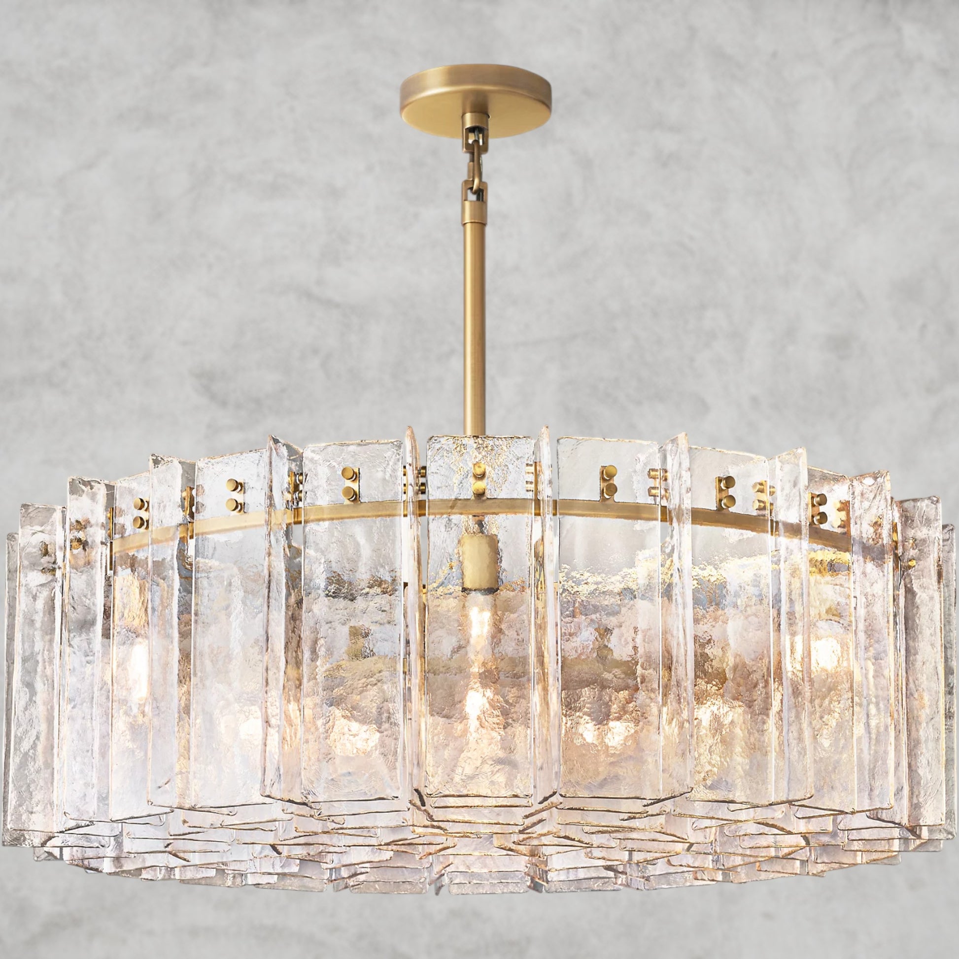 Lattice Clear Glass Round Chandelier 37", 48"