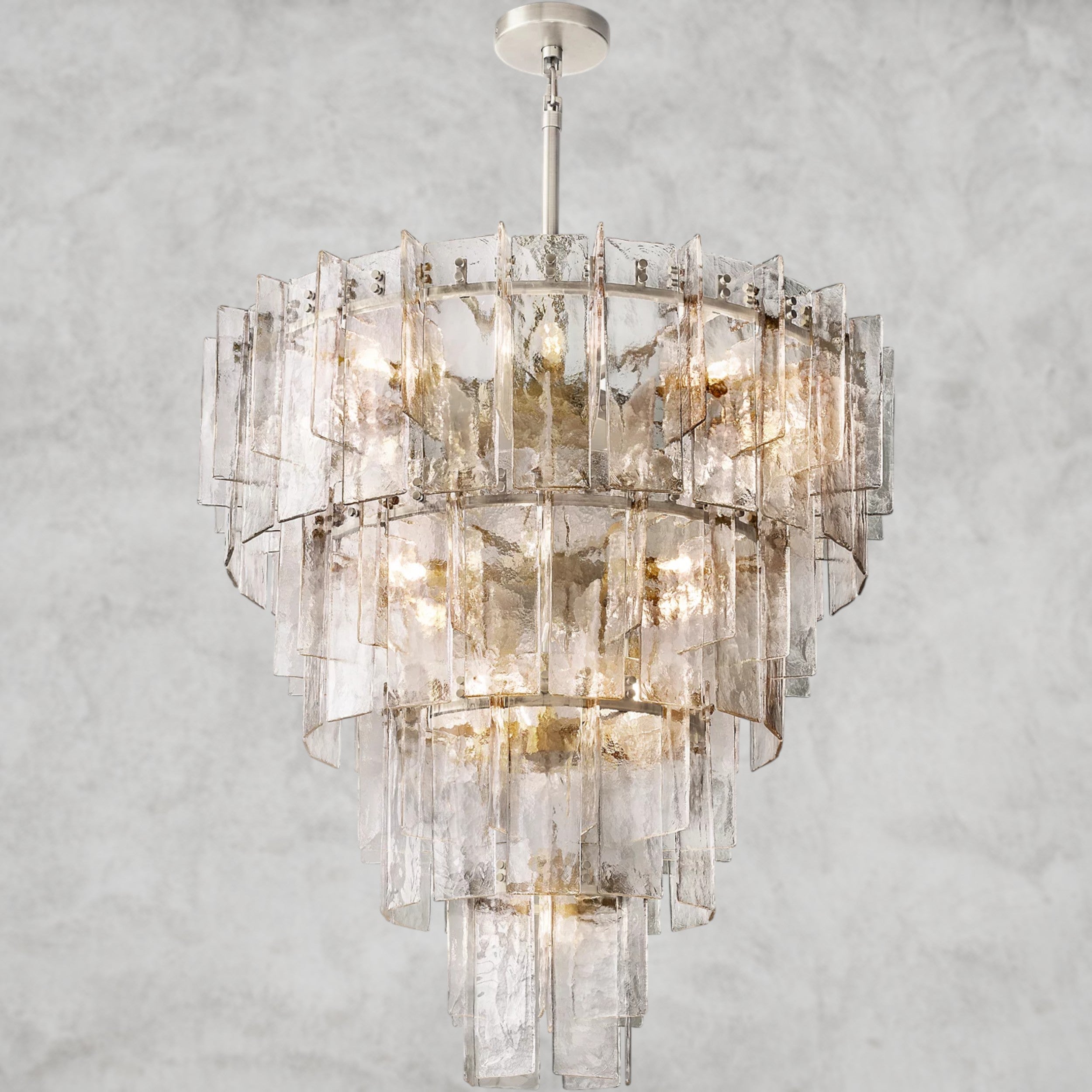Lattice Clear Glass Tiered Round Chandelier 36