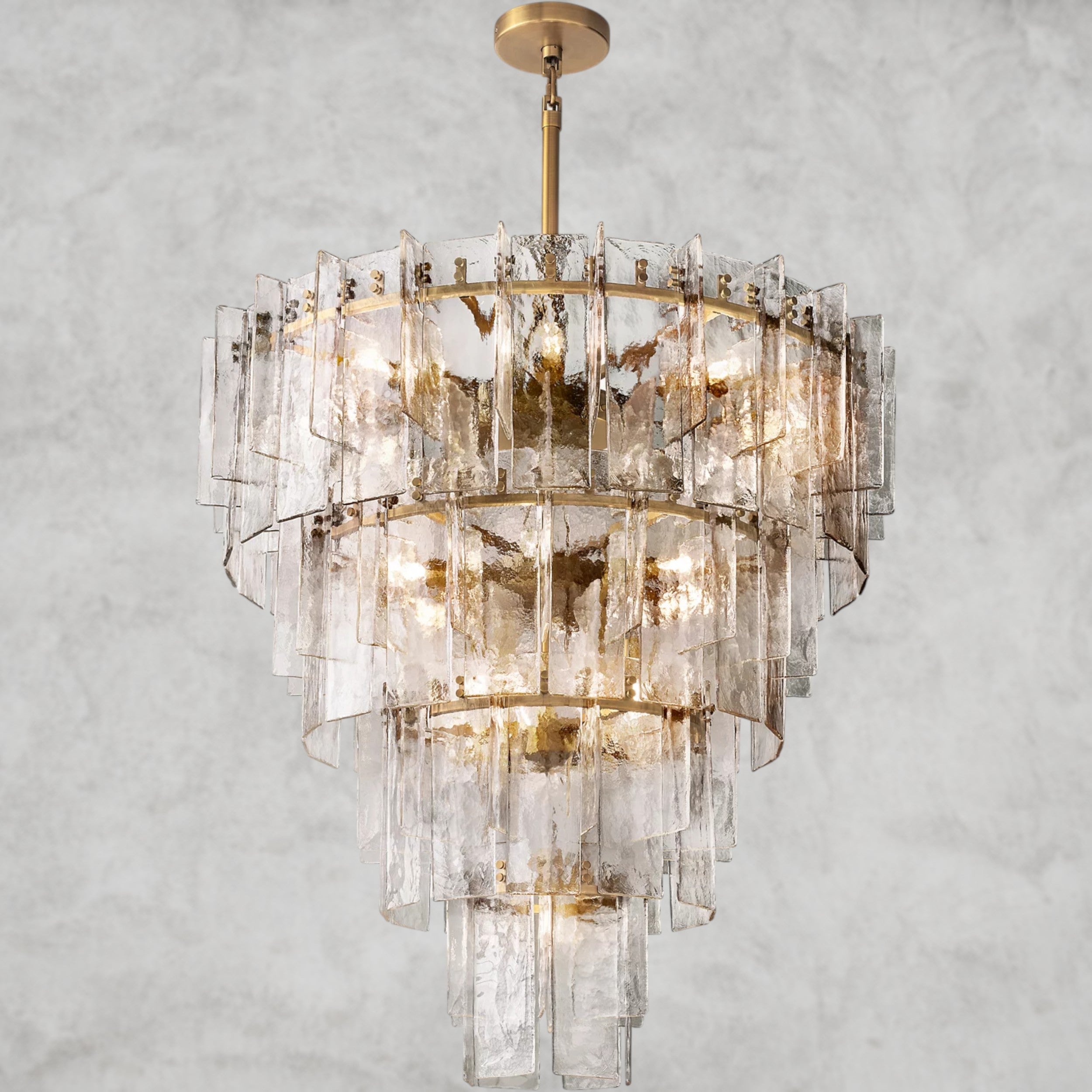Lattice Clear Glass Tiered Round Chandelier 36
