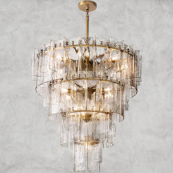 Lattice Clear Glass Tiered Round Chandelier 36", 47"
