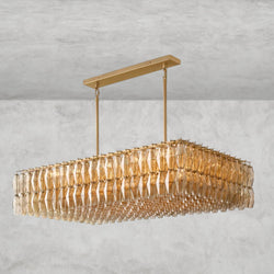 CHIARA CLEAR/ SMOKE GLASS RECTANGULAR CHANDELIER 54", 74"