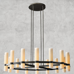 Ravelle Round Milk Glass Chandelier 36", 48", 60"