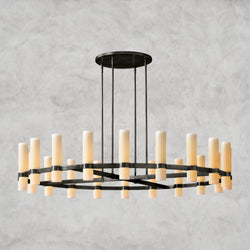 Ravelle Round Milk Glass Chandelier 36", 48", 60"
