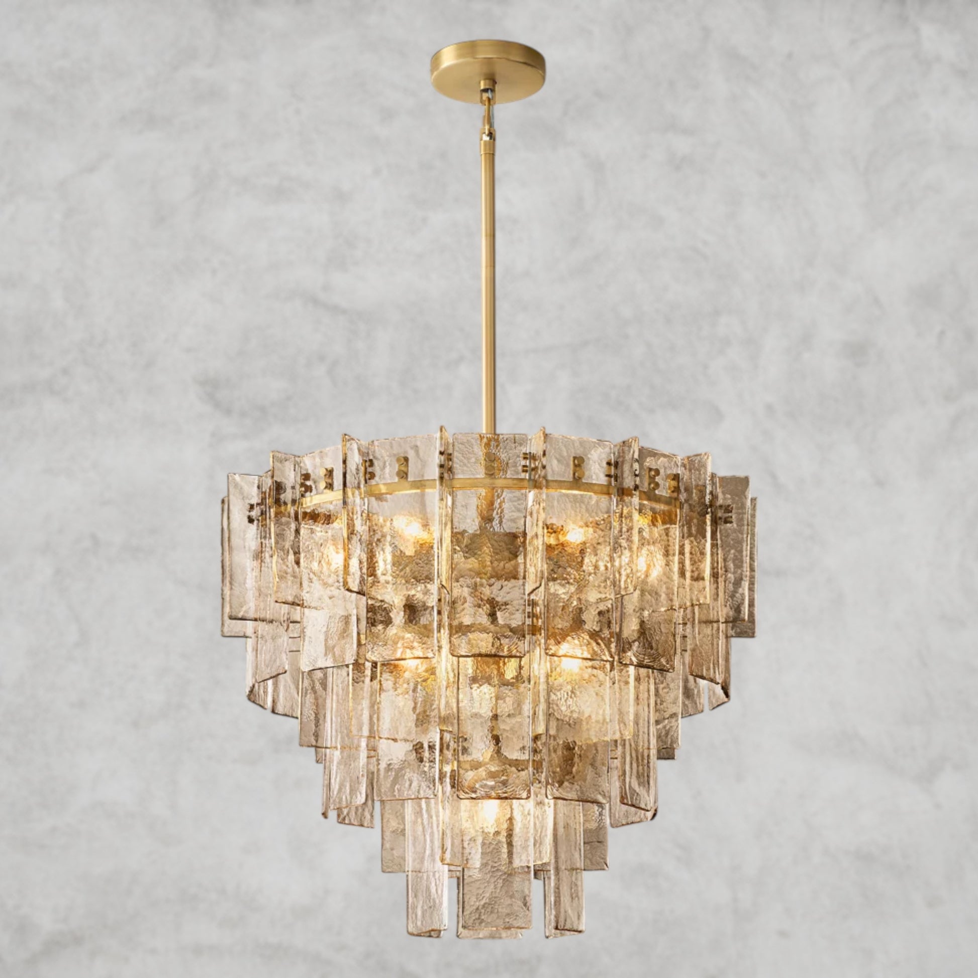 Lattice Smoke Glass Tiered Round Chandelier 36", 47"