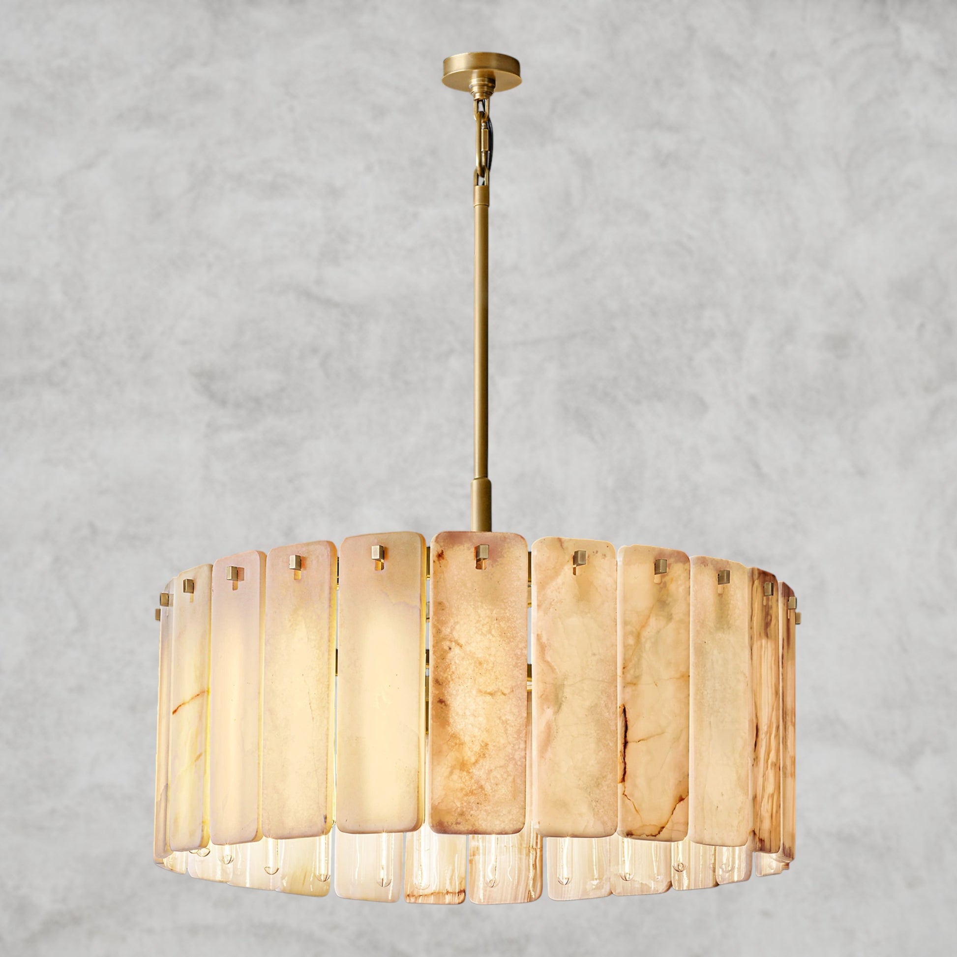 Calamette Onyx Round Alabaster Chandelier 36". 48", 60"
