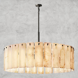 Calamette Onyx Round Alabaster Chandelier 36". 48", 60"
