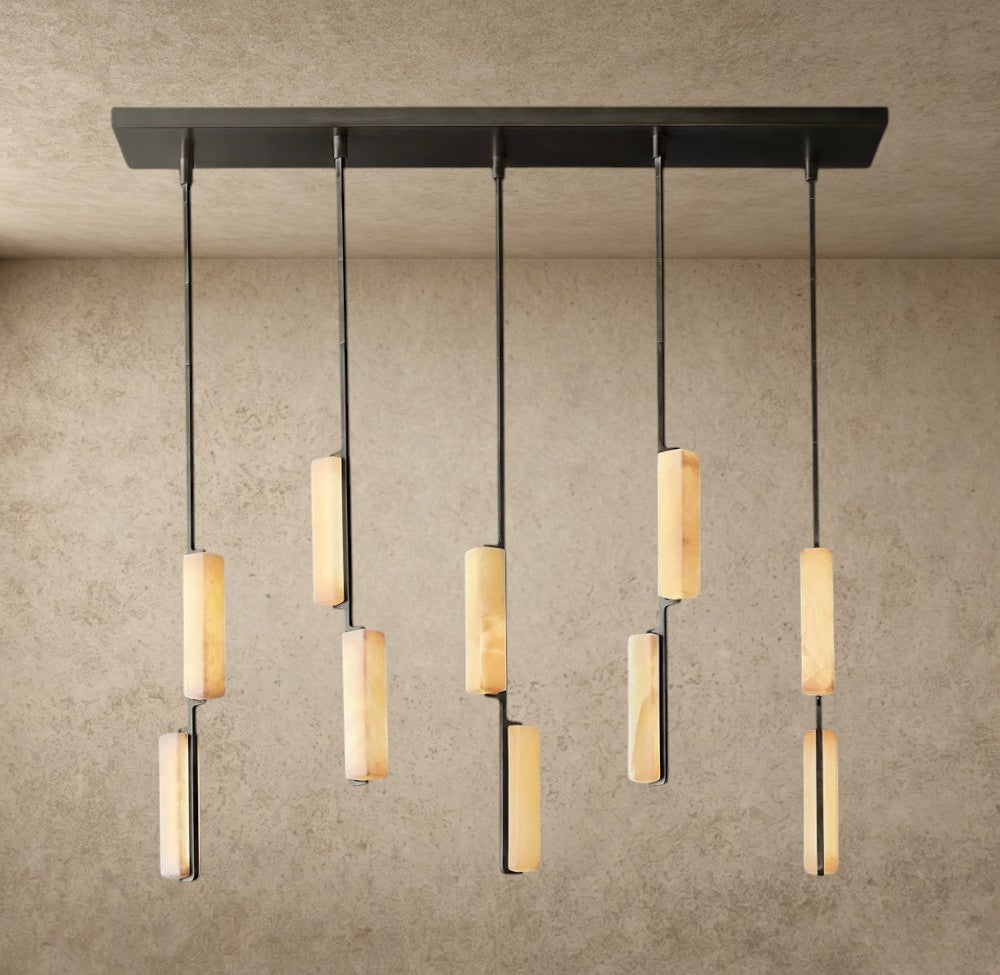 Audubon Alabaster Linear Chandelier 54 inch