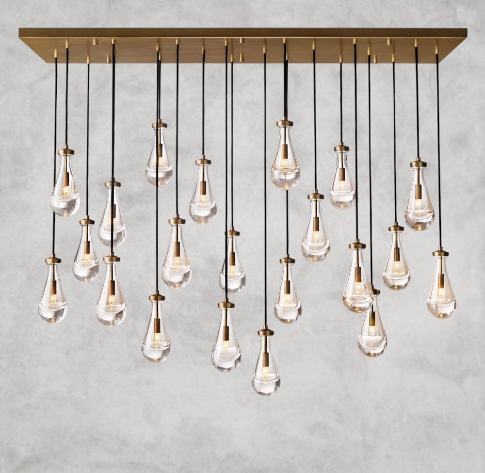 72" / Brass Rain Rectangular Chandelier 54", 72"