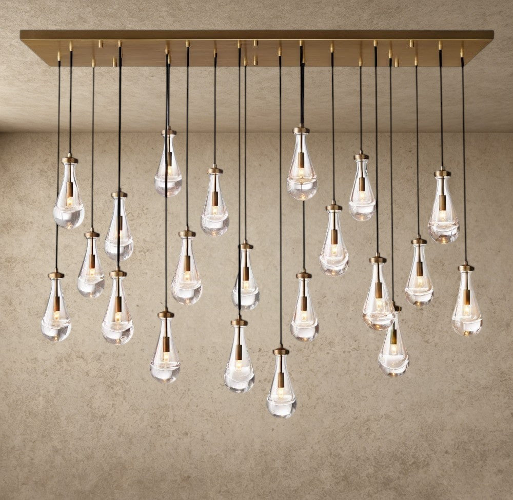 72" / Brass Rain Rectangular Chandelier 54", 72"