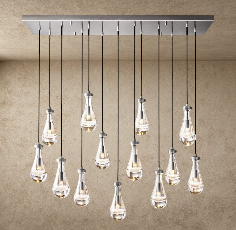 54" / Nickle Rain Rectangular Chandelier 54", 72"