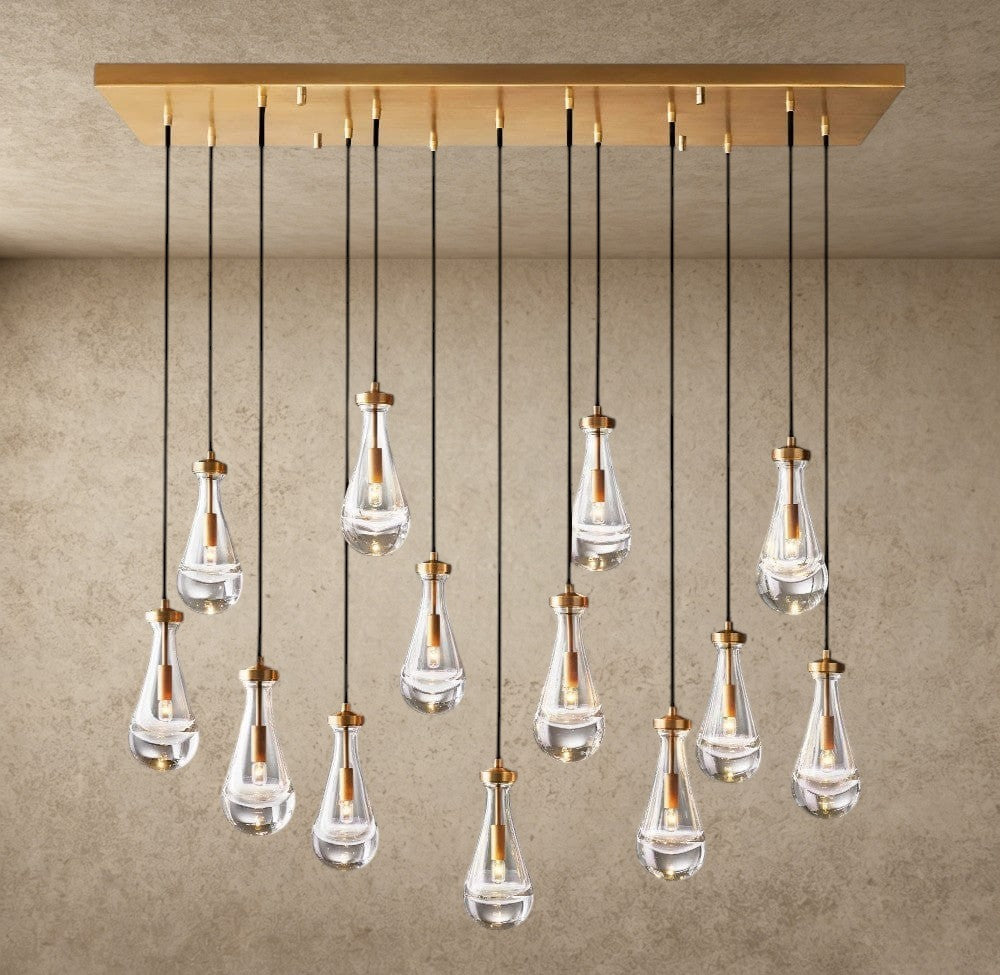 54" / Brass Rain Rectangular Chandelier 54", 72"