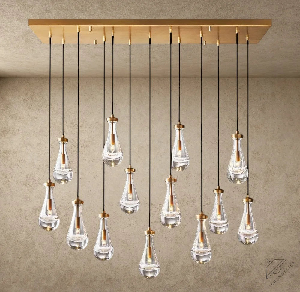 54" / Brass Rain Rectangular Chandelier 54", 72"
