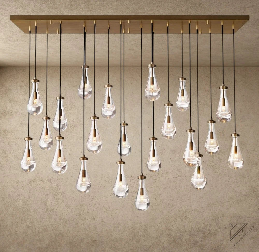 72" / Brass Rain Rectangular Chandelier 54", 72"