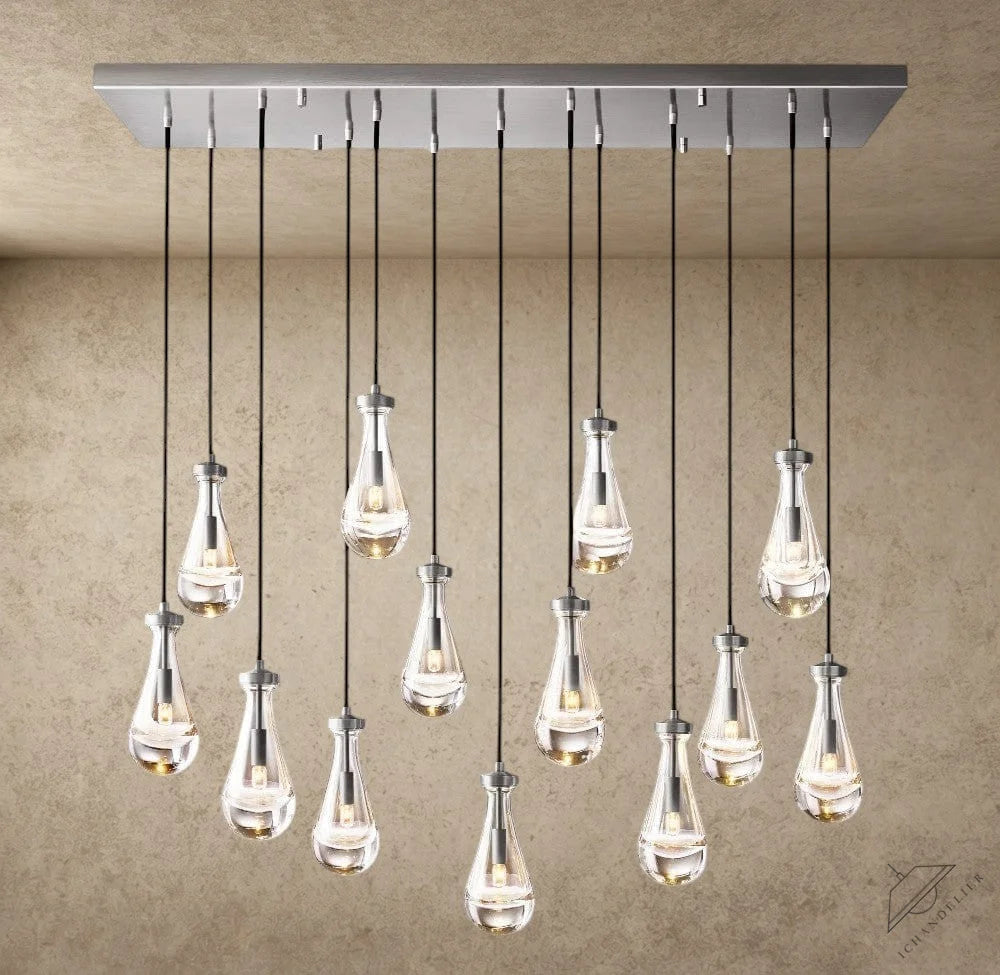 54" / Nickle Rain Rectangular Chandelier 54", 72"