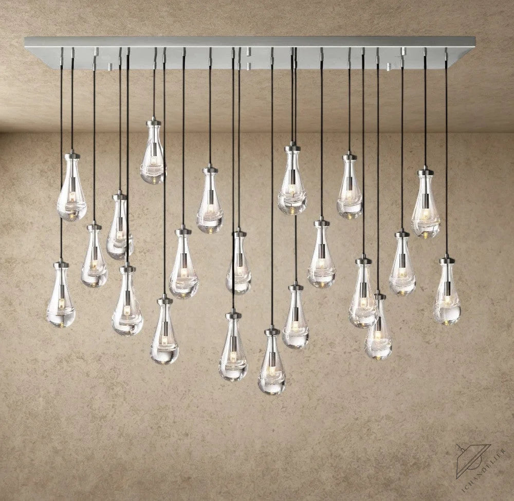 72" / Nickle Rain Rectangular Chandelier 54", 72"