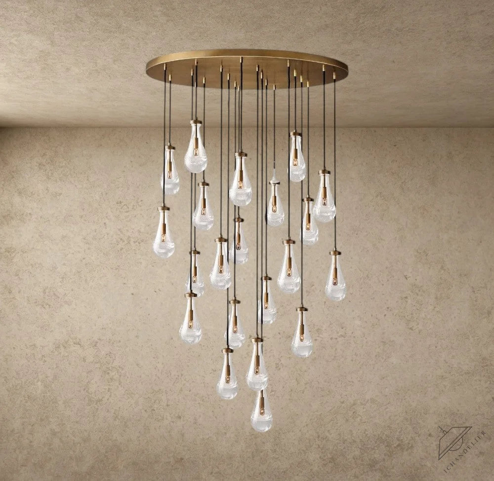 47" / Brass Rain Round Chandelier 18", 36", 47", 60"