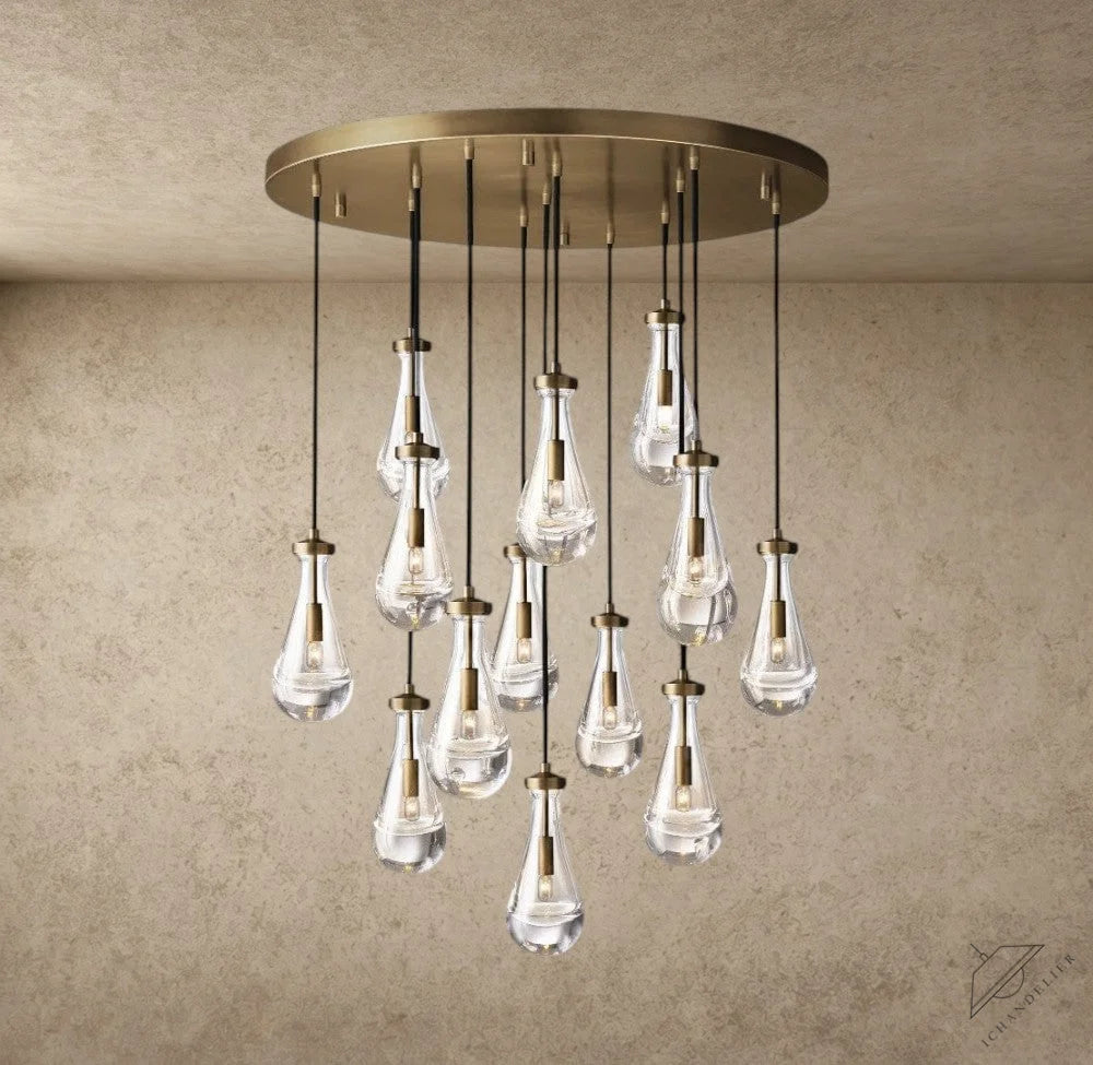 36" / Brass Rain Round Chandelier 18", 36", 47", 60"