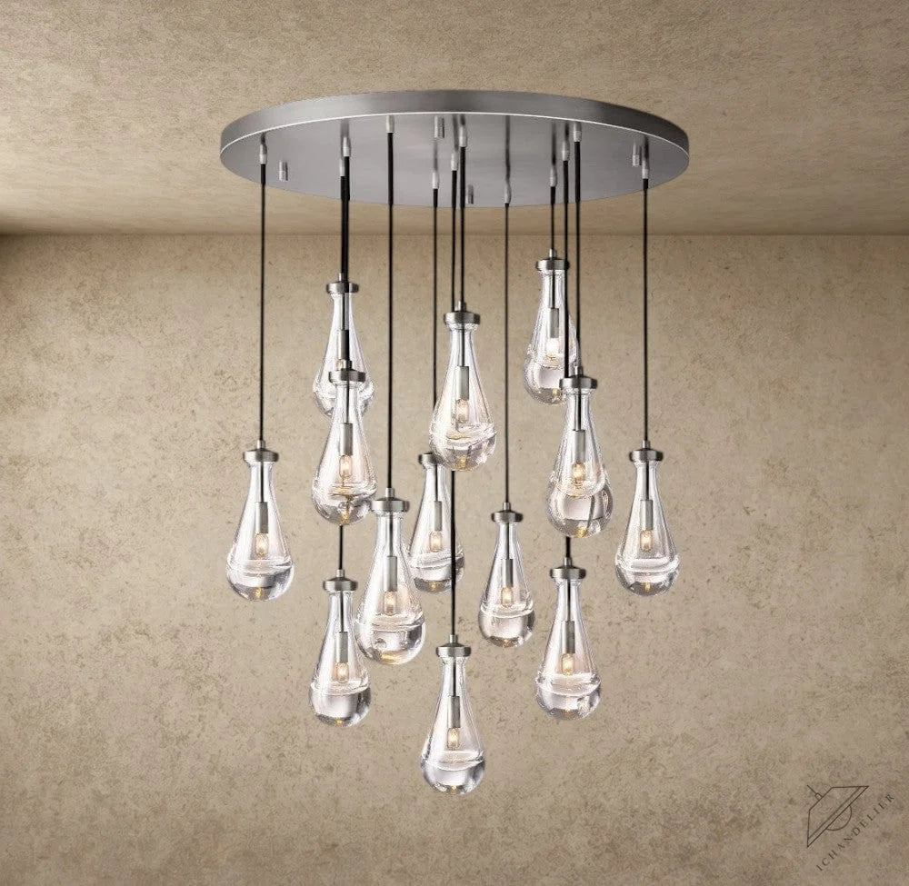 36" / Nickle Rain Round Chandelier 18", 36", 47", 60"