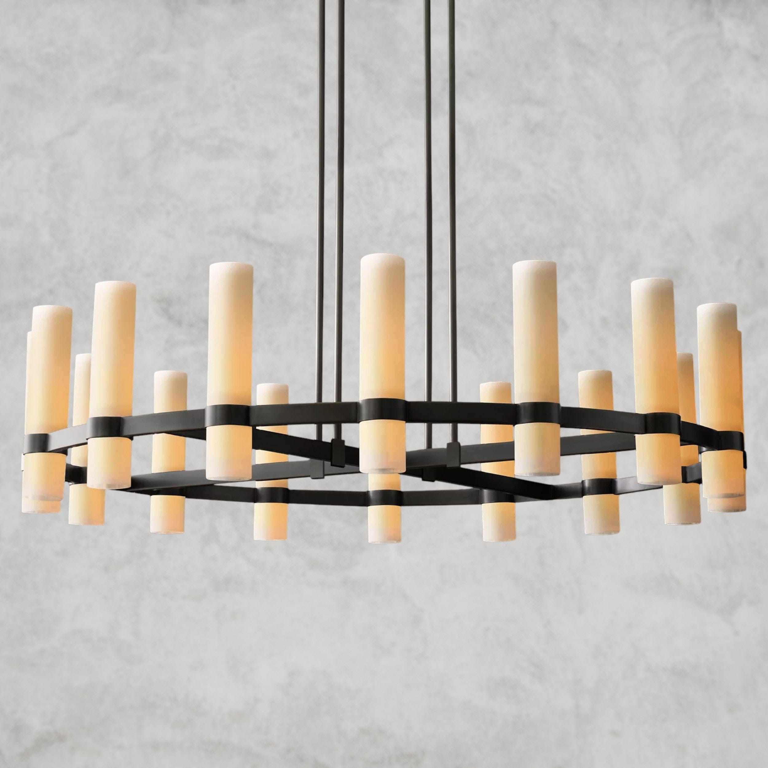 Ravelle Round Milk Glass Chandelier 36", 48", 60"