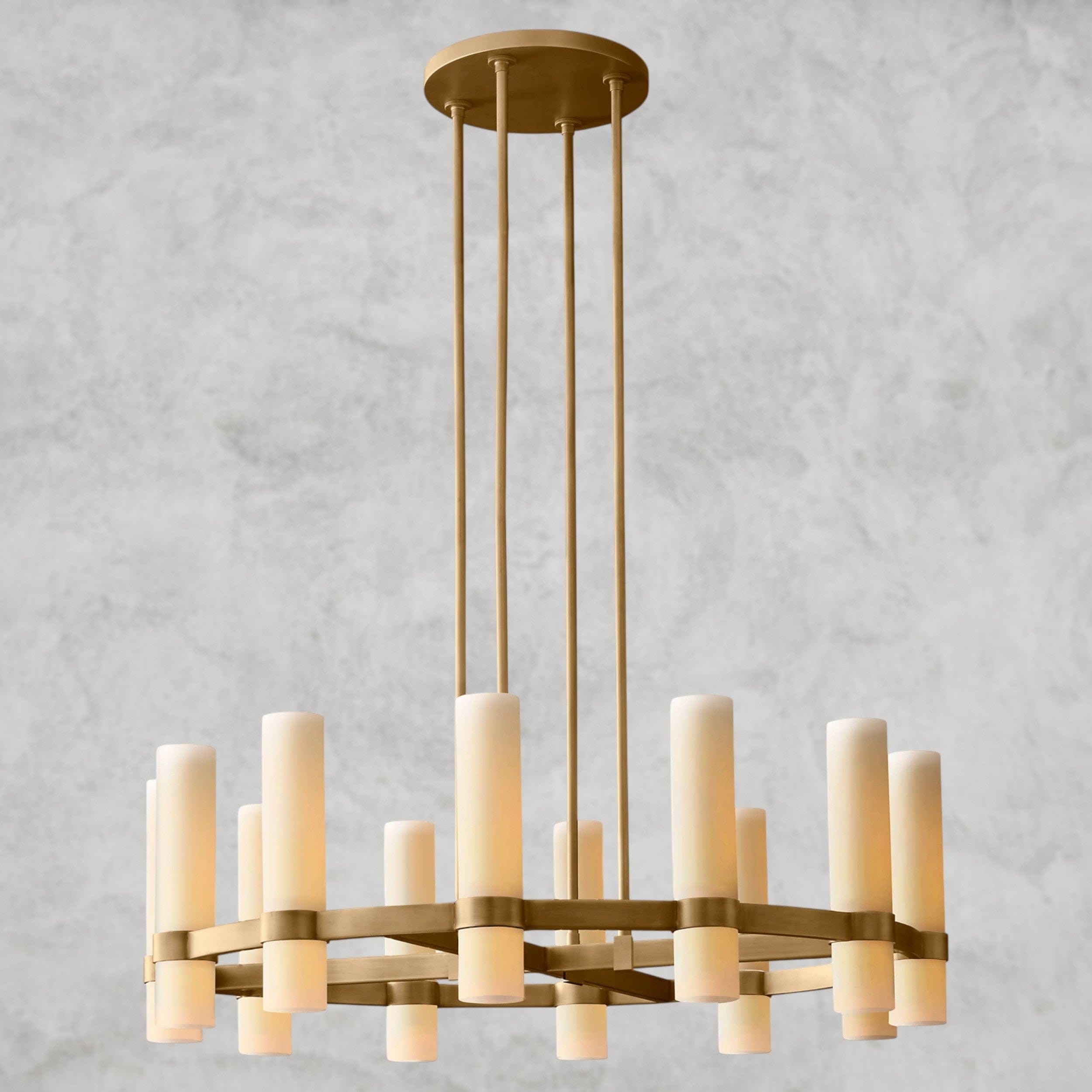 36" / Brass Ravelle Round Milk Glass Chandelier 36", 48", 60"