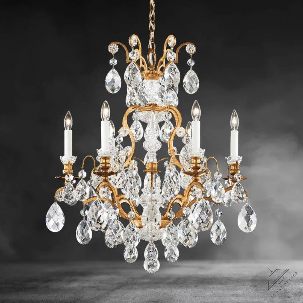 French Gold / Clear Heritage Crystal Renaissance Chandelier 23"