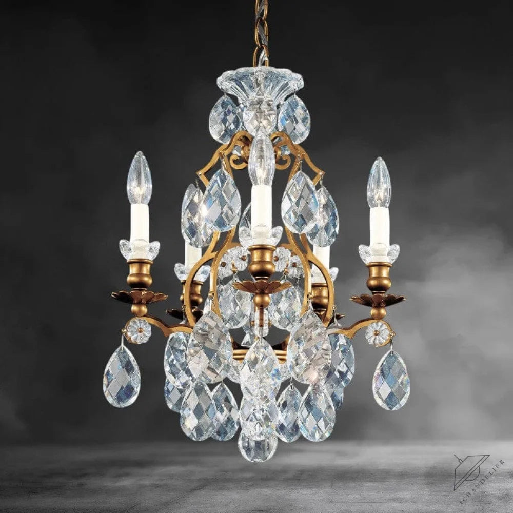 French Gold / Clear Heritage Crystal Renaissance Crystal Chandelier 14"