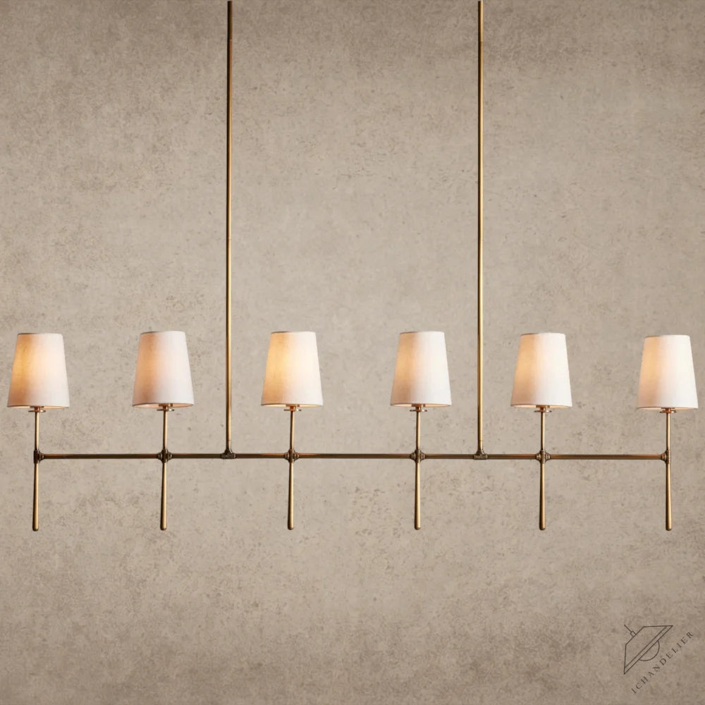 6 Light / Brass Rhodes Linear Chandelier