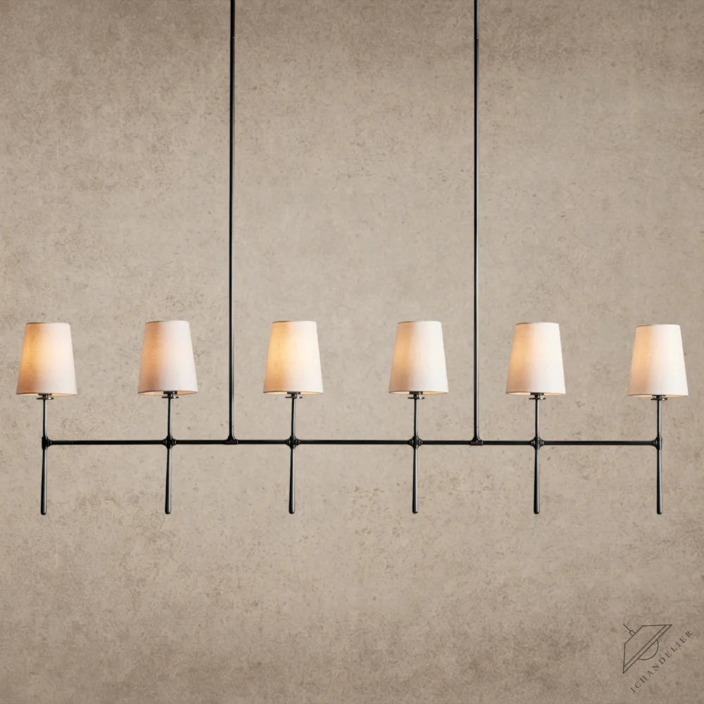 6 Light / Bronze Rhodes Linear Chandelier