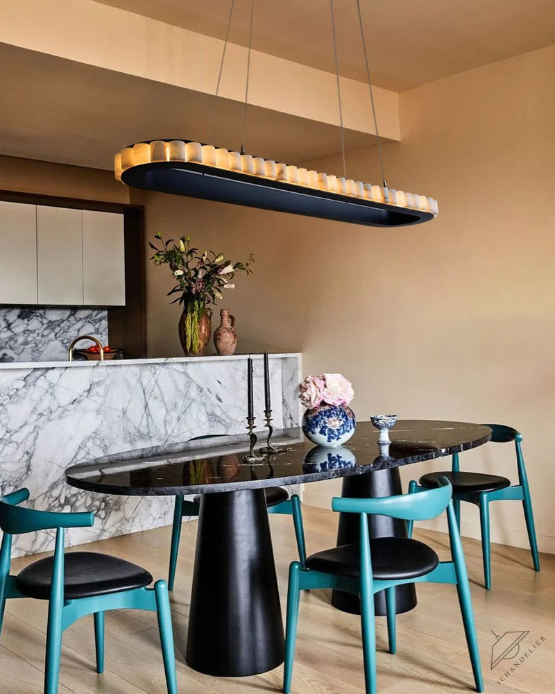 Ring Alabaster Oval Chandelier for Kitchen Island