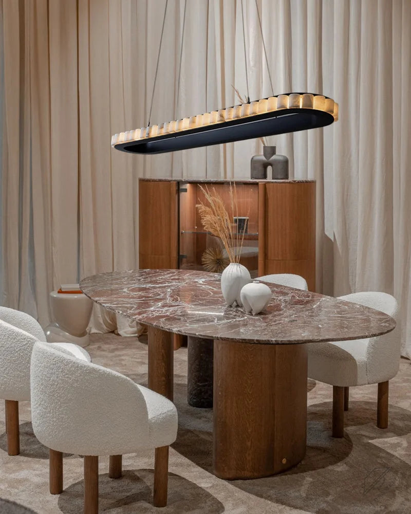 Ring Alabaster Oval Chandelier for Kitchen Island