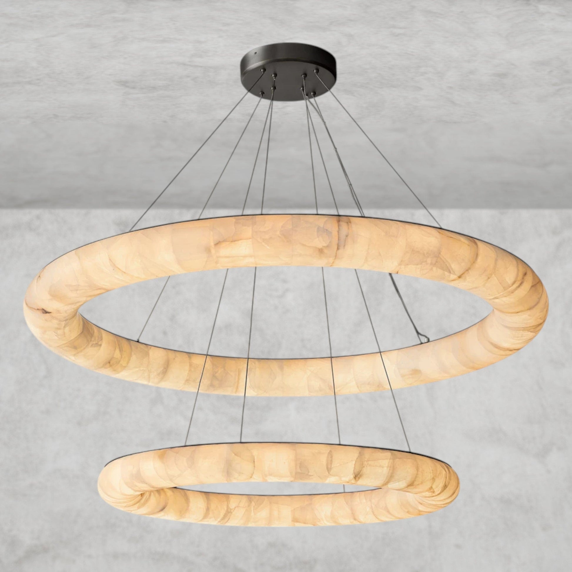 61" / Bronze Rivage lisse 2-Tiered round chandelier 61"