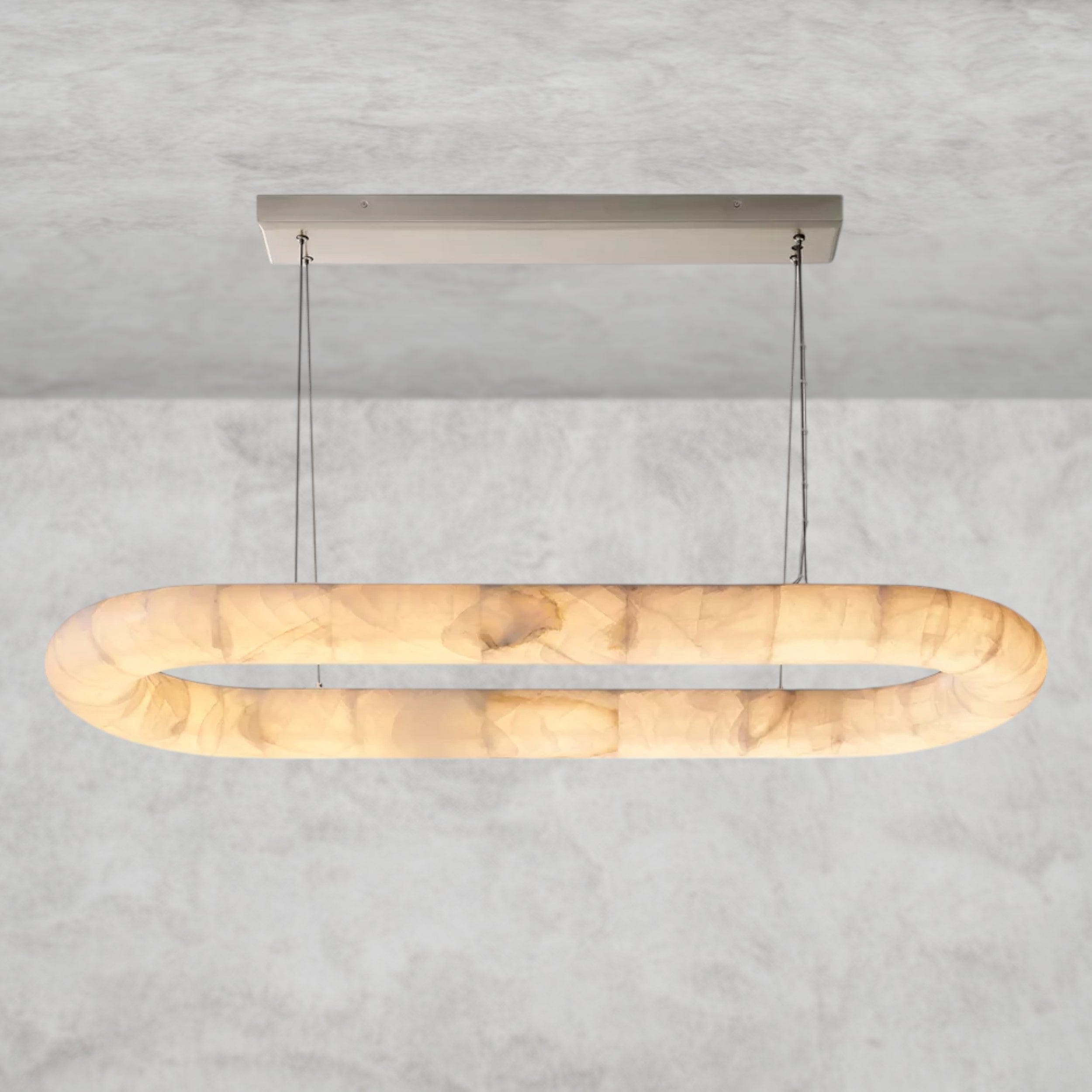 57" / Nickle Rivage Lisse Oval Chandelier 57", 74"