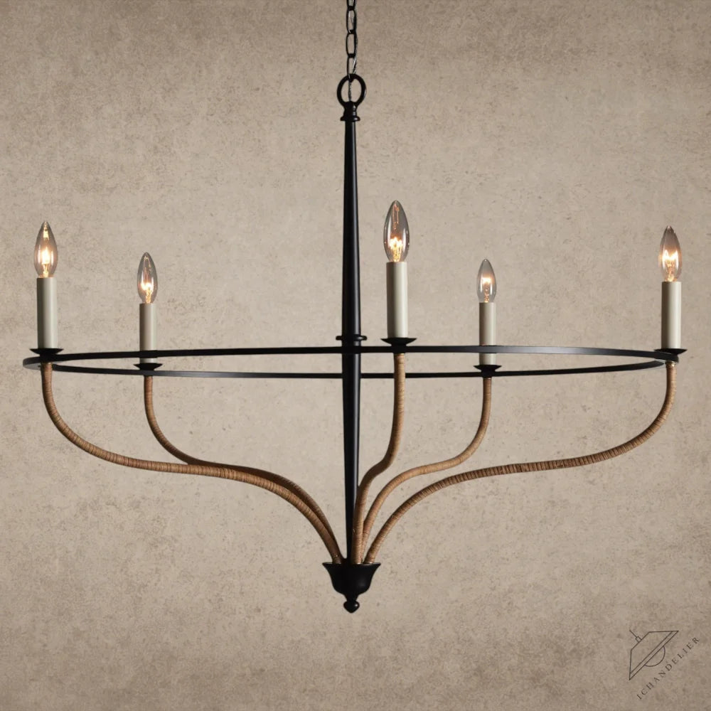 Rosalind Rattan Chandelier in Black