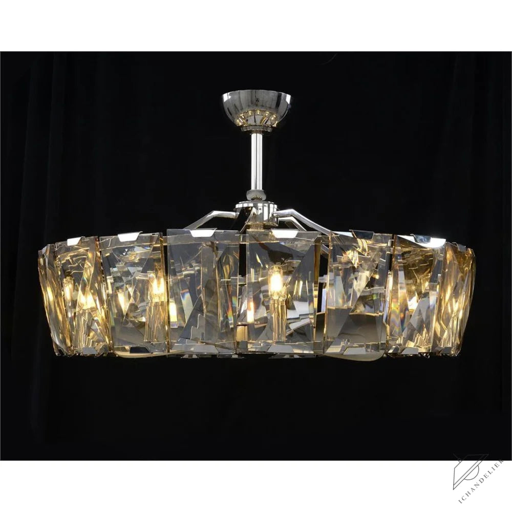 Round crystal ten-light chandelier 37"