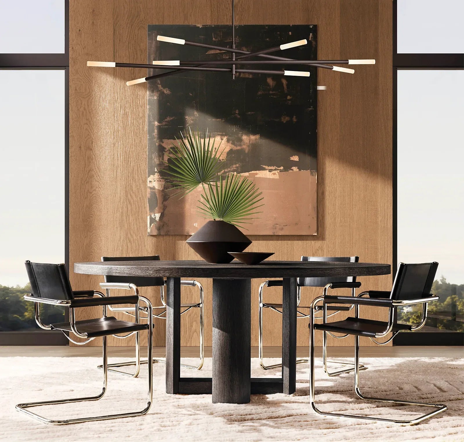 Rousseau 8-Light Mobile Etched Rod Chandelier 65