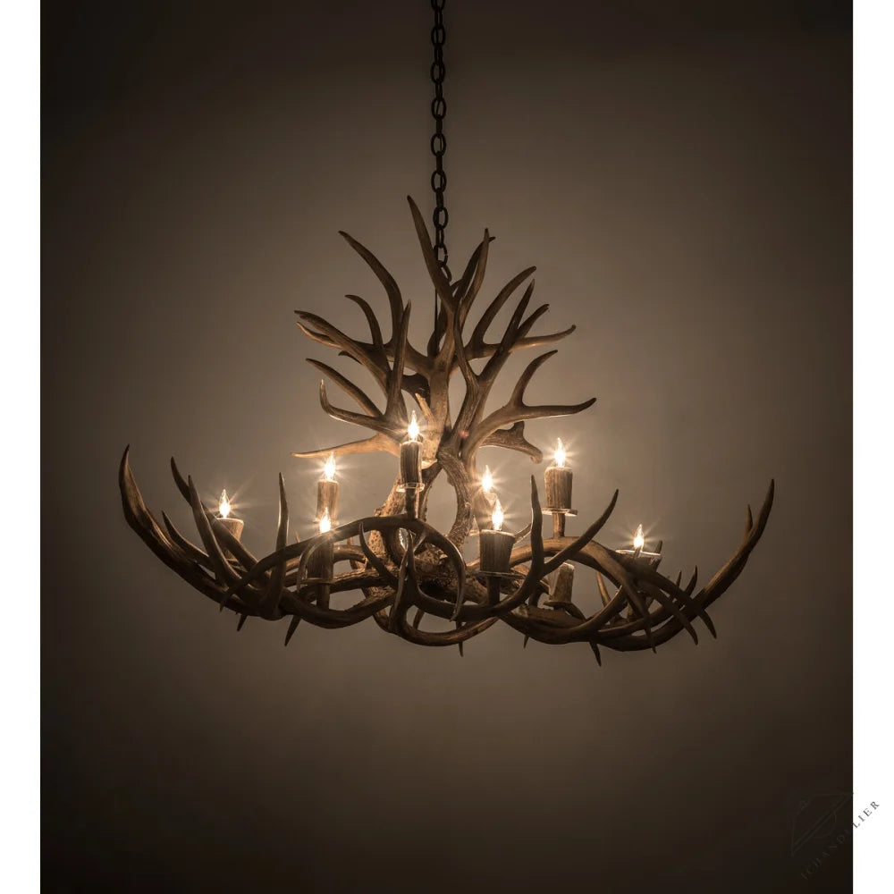 Rustic Lodge 10 - Light Chandelier 45"W