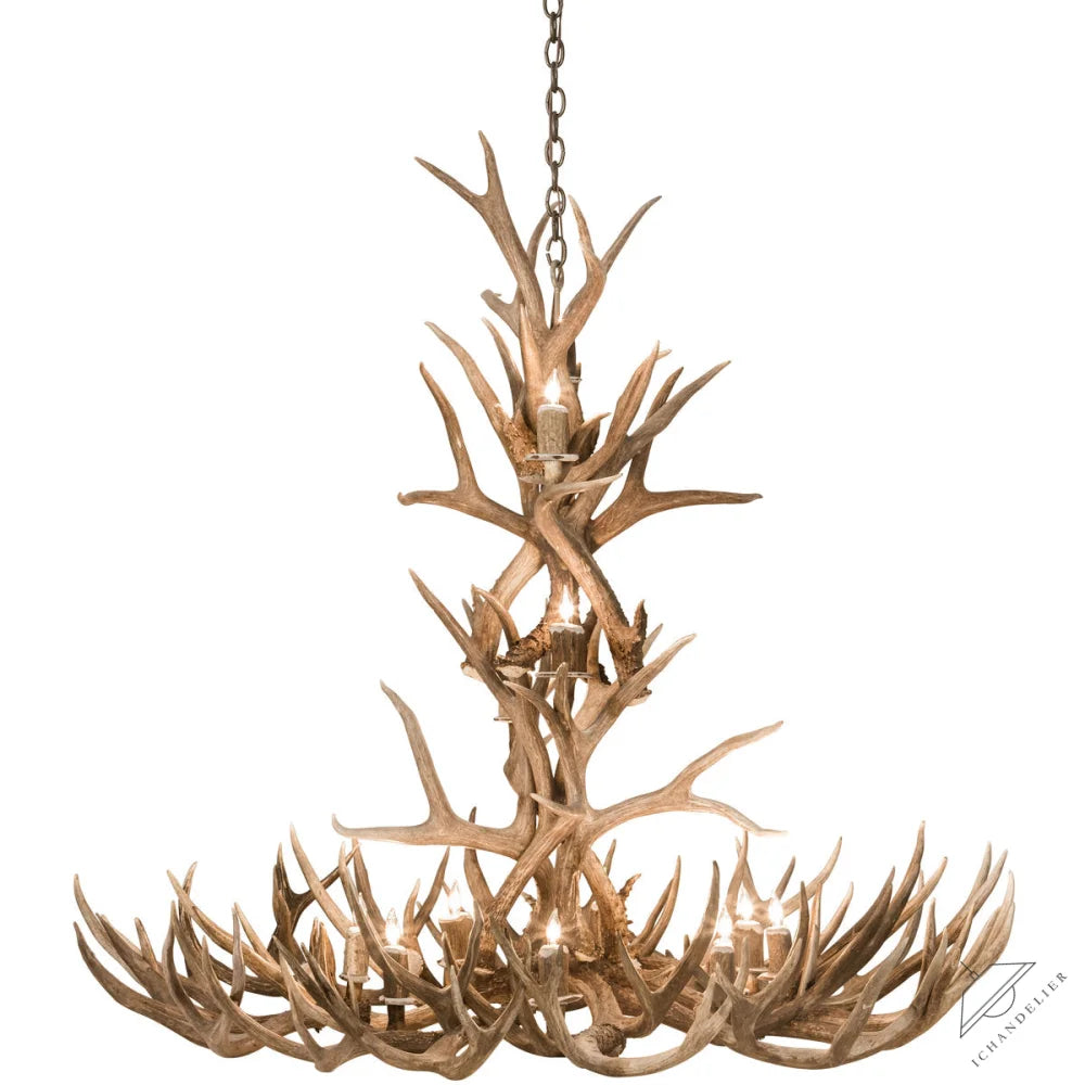 Rustic Lodge 12 - Light Chandelier 52"W