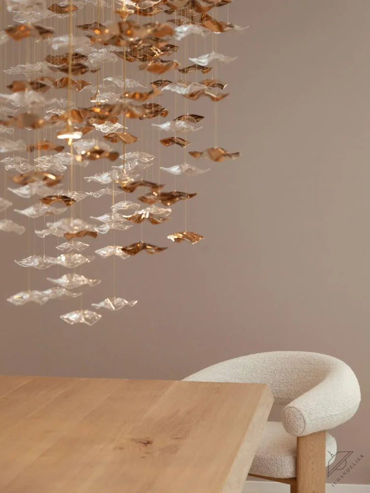 San De Chandelier, Modern Square Glass Spiral Long Pendant Chandelier