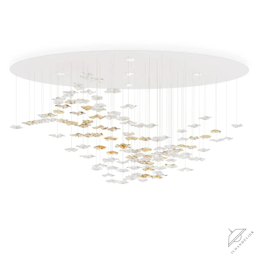 San De Chandelier, Modern Square Glass Spiral Long Pendant Chandelier