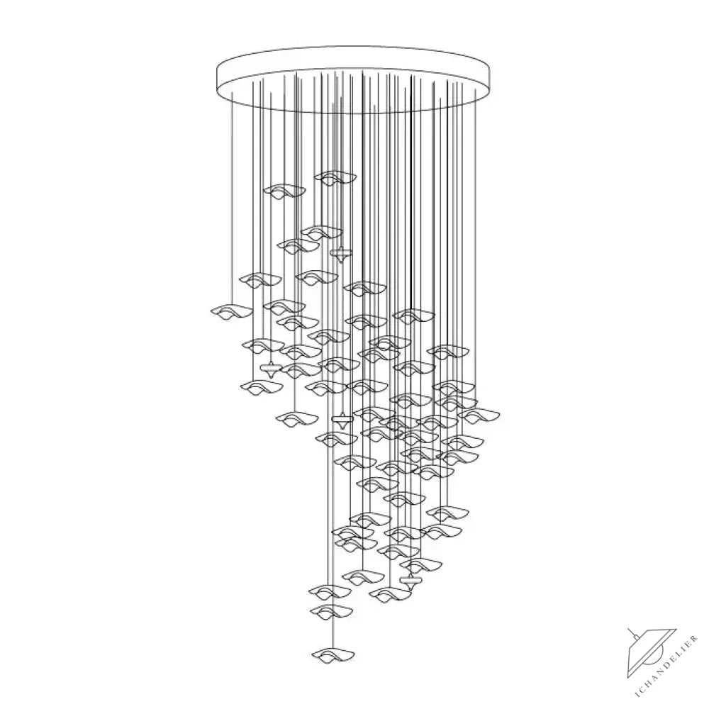 ∅ 58.3″ x H 118.1″ (Ceiling canopy version) / Clear & Gold San De Chandelier, Modern Square Glass Spiral Long Pendant Chandelier
