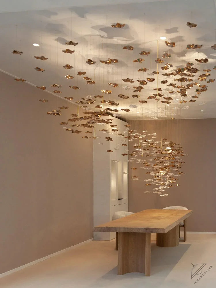 San De Chandelier, Modern Square Glass Spiral Long Pendant Chandelier