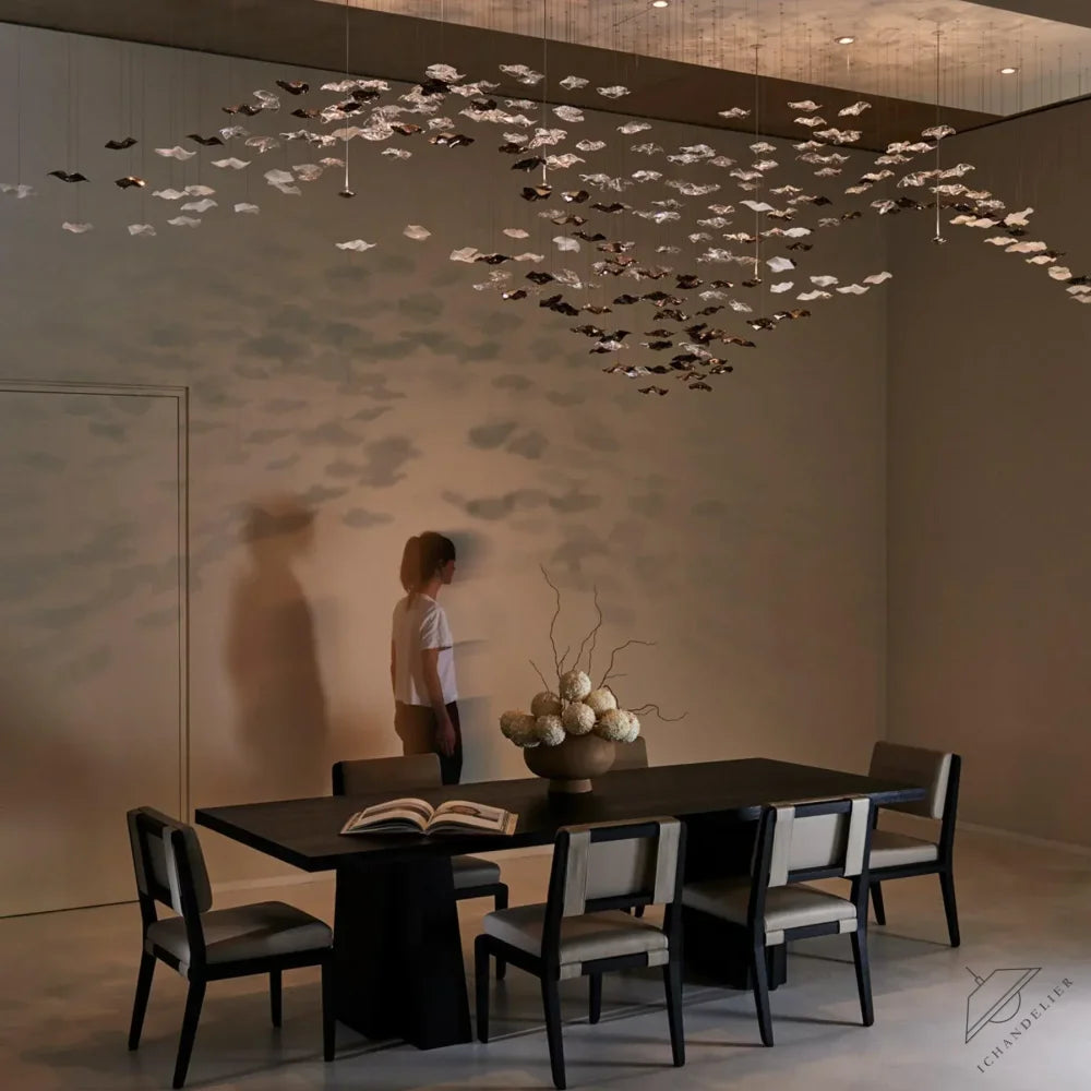 San De Chandelier, Modern Square Glass Spiral Long Pendant Chandelier