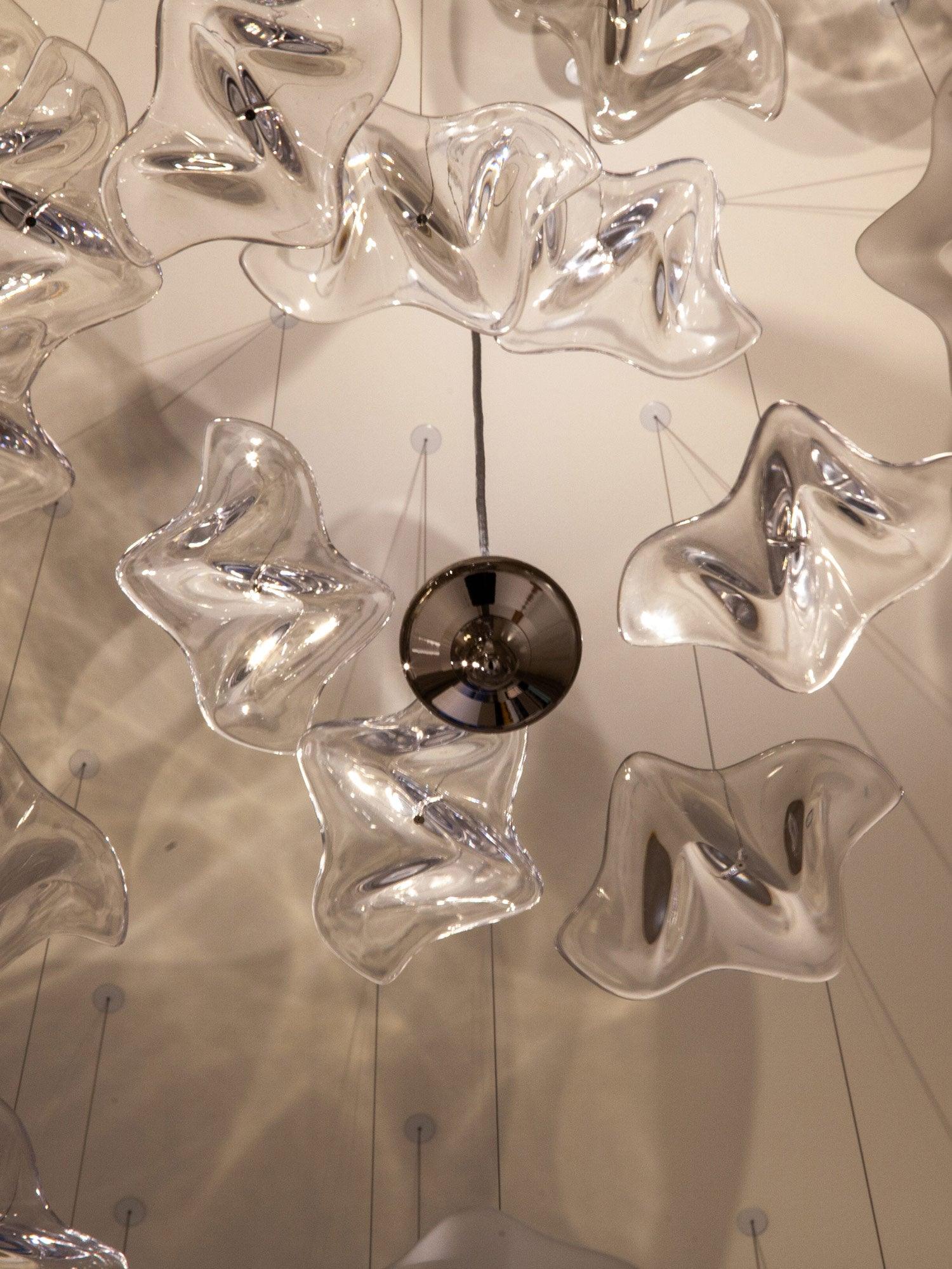 San De Chandelier, Modern Square Glass Spiral Long Pendant Chandelier