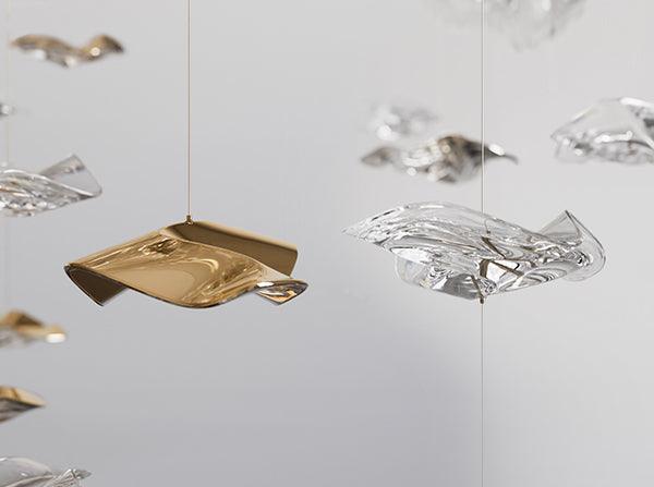 San De Chandelier, Modern Square Glass Spiral Long Pendant Chandelier