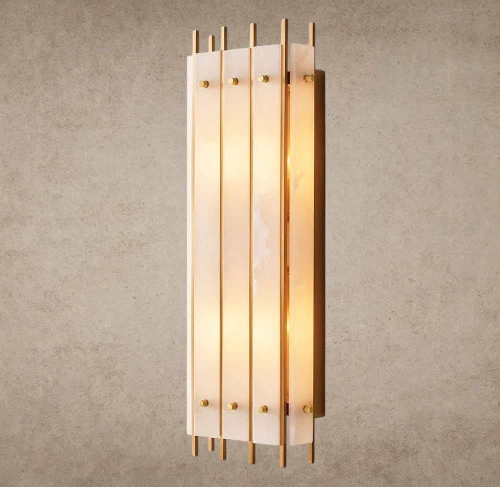 Brass San Marco Alabaster Grand Rectangular Sconce