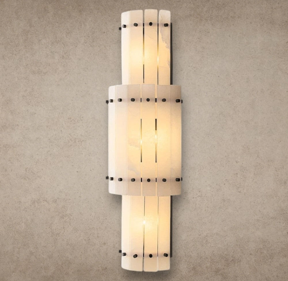Bronze San Marco Alabaster Grand Round Sconce