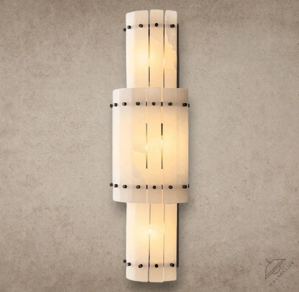 Bronze San Marco Alabaster Grand Round Sconce